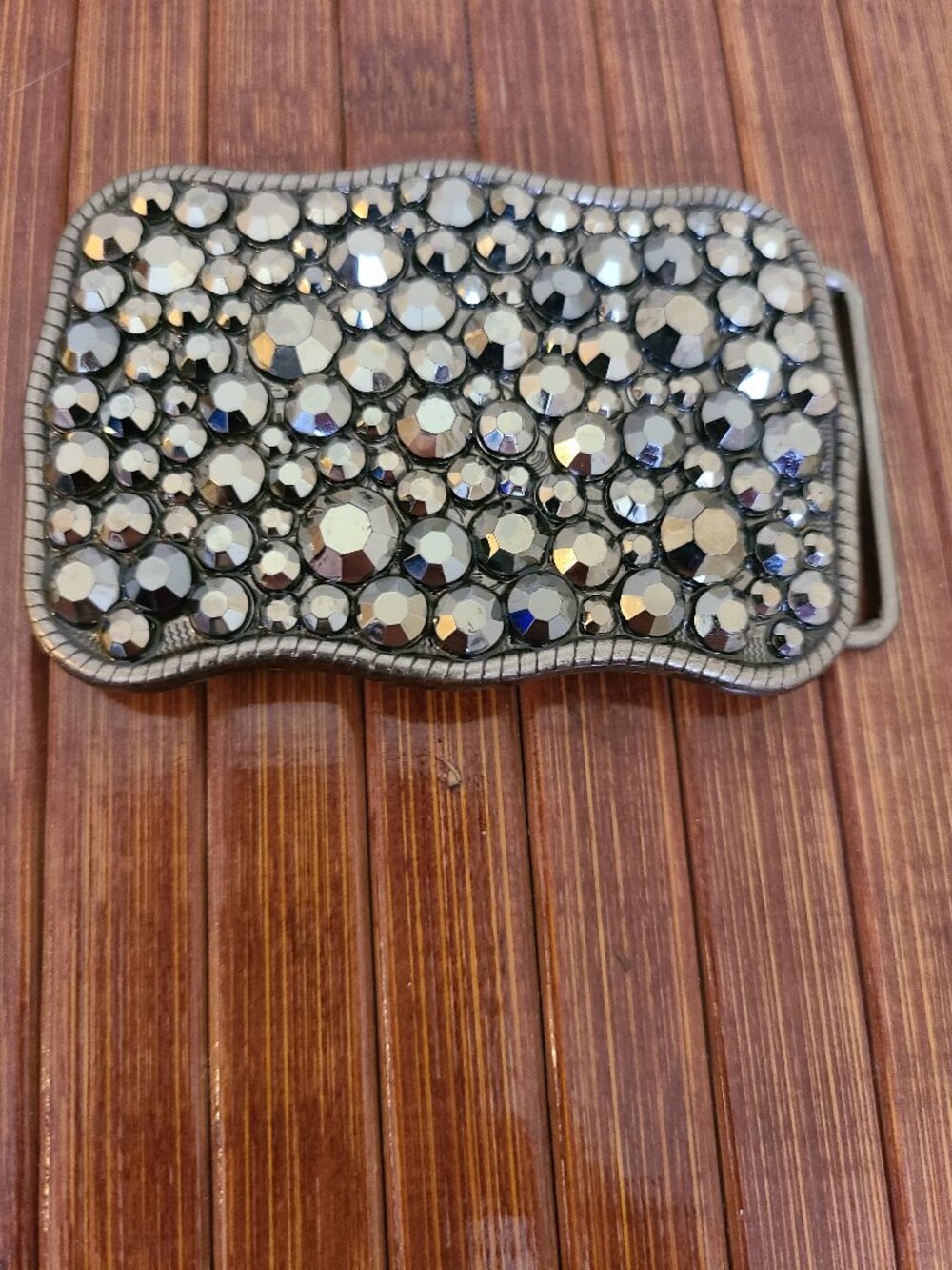Two Rhinestone Belt Buckles - Flower & Rectangle - Picture 7 of 10